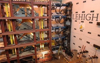 Photo of earthquake test structure